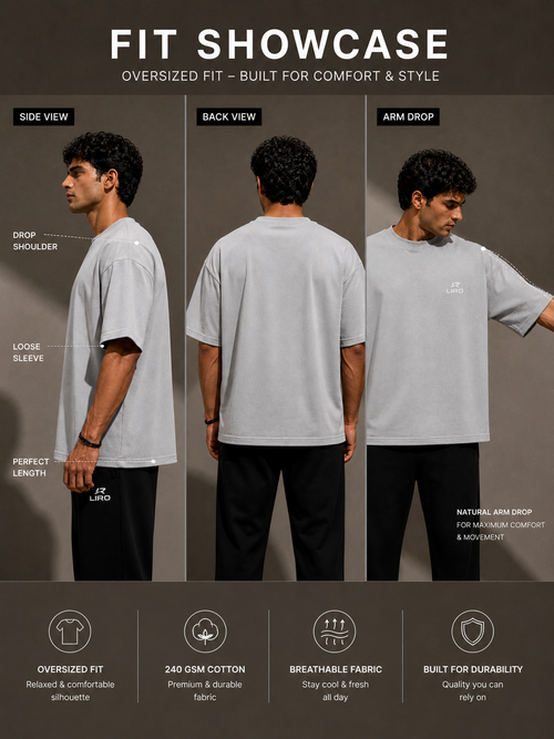 LIROSTYLE Oversized Gym Tee – Heavyweight 240 GSM Cotton