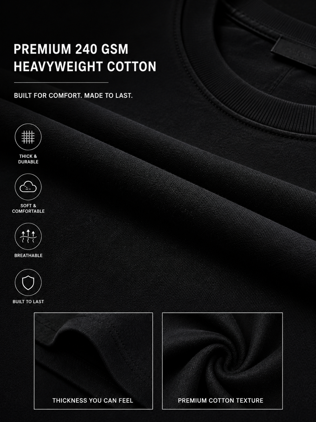 LIROSTYLE Oversized Gym Tee – Heavyweight 240 GSM Cotton