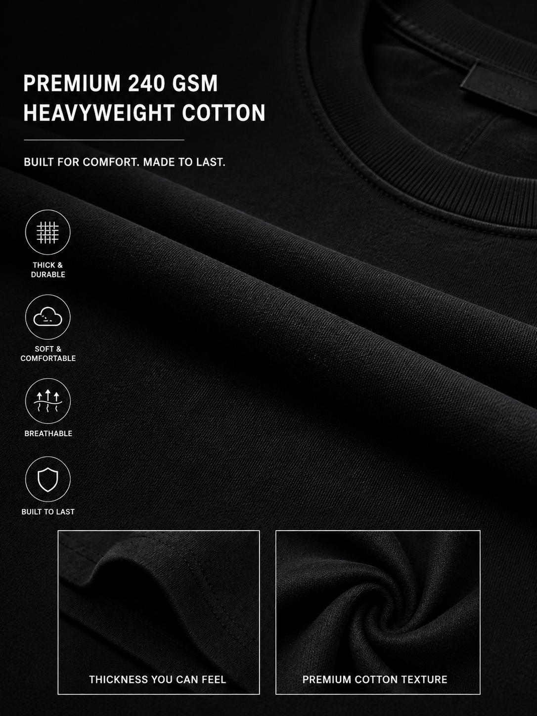 LIROSTYLE Oversized Gym Tee – Heavyweight 240 GSM Cotton